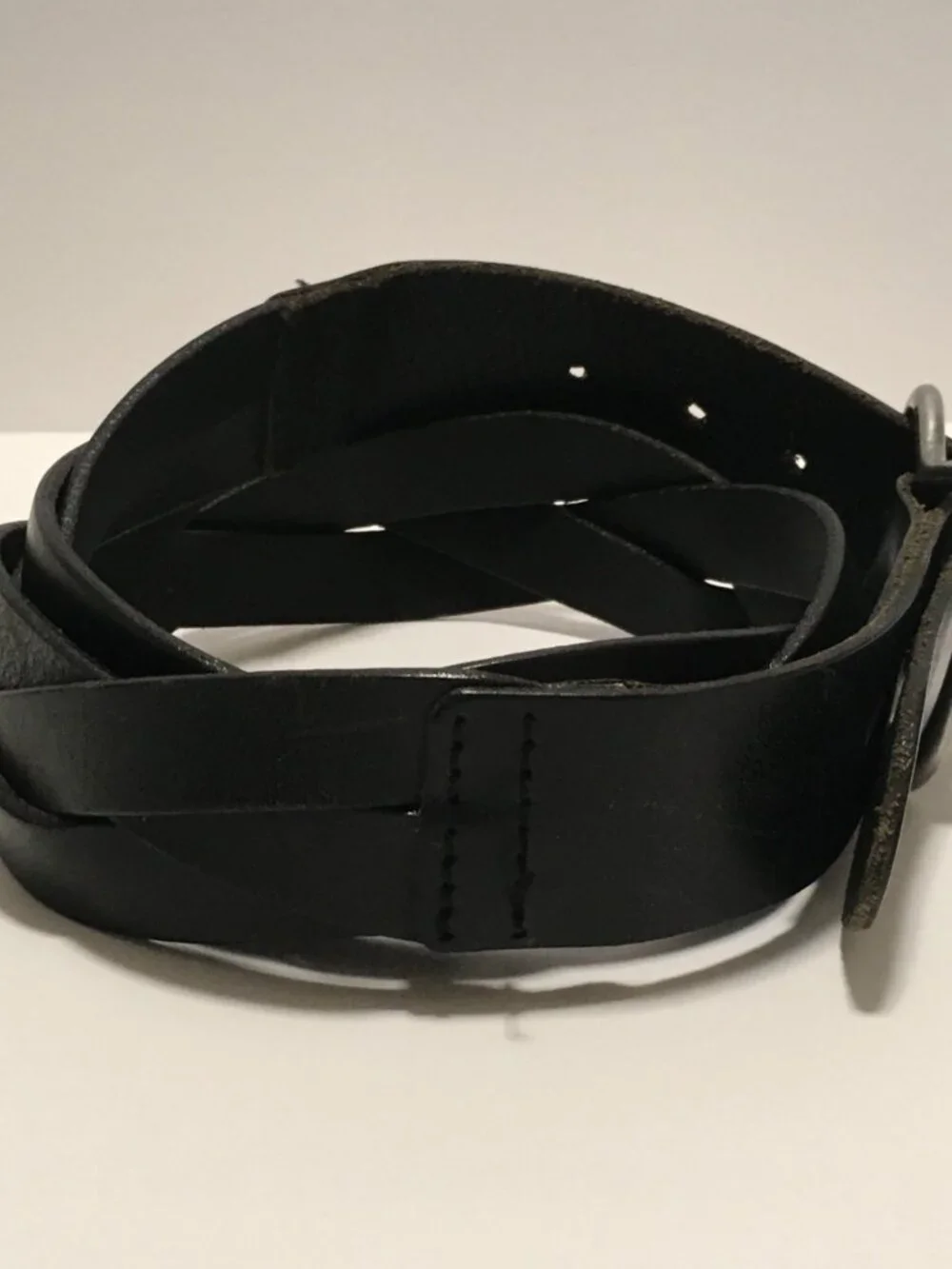 Vintage Gap Jeans 1969 Genuine Leather Belt Black USA Made Brass Buckle Size M